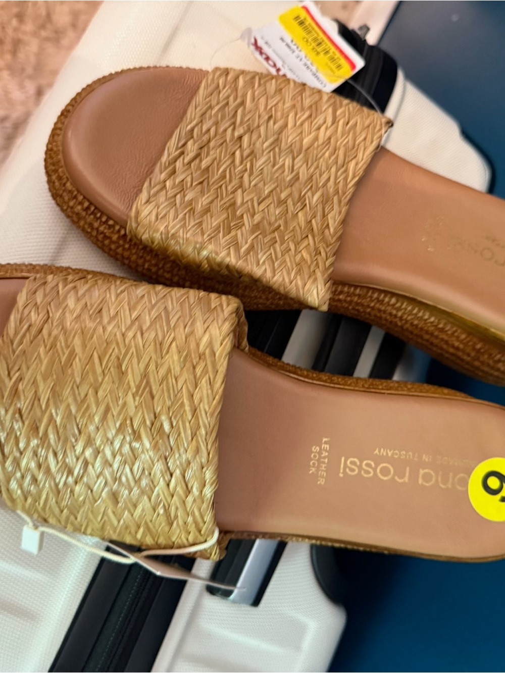 Franco Sarto Metallic Gold Woven Slide Sandals